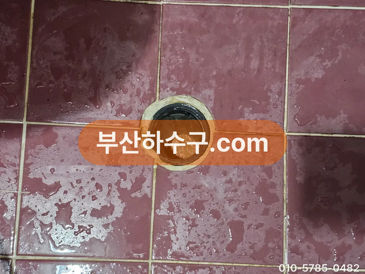 트랩 없이 배관 입구만 남은 원도심 주택 욕실 바닥 배수구, 물을 부어도 바로 빠지는 자리